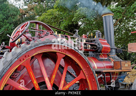 Close up detail of a vintage steam traction engine built in the UK in 1915 Stock Photo