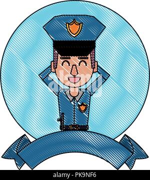 Police and blank ribbon banner scribble Stock Vector