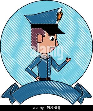 Police and blank ribbon banner scribble Stock Vector