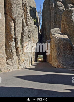 Needles Eye tunnel in Custer State park, Black Hills, South Dakota Stock Photo