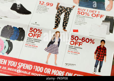 Children's clothing ad in weekly mailer - USA Stock Photo