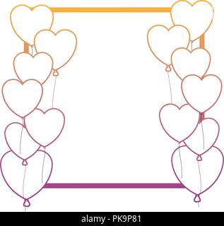 Romantic frame with hearts rainbow lines Stock Vector
