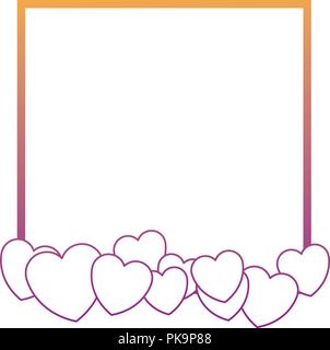 Romantic frame with hearts rainbow lines Stock Vector