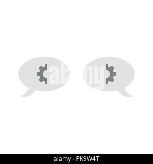 Vector illustration icon concept of two speech bubbles with gear parts. Stock Vector