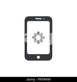 Vector illustration icon concept of smartphone with gear. Stock Vector