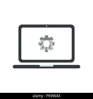 Vector illustration icon concept of laptop computer with gear. Stock Vector