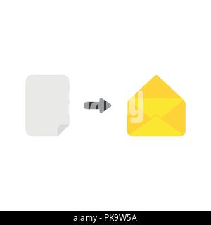 Vector illustration icon concept of blank paper inside opened mail envelope. Stock Vector