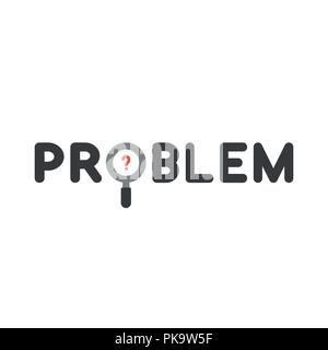 Vector illustration icon concept of problem word with magnifying glass and question mark. Stock Vector
