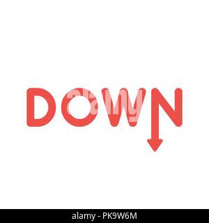 Vector illustration icon concept of down word with arrow moving down. Stock Vector