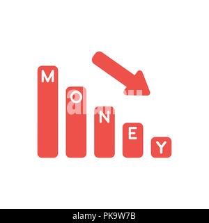 Vector illustration icon concept of money bar graph moving down. Stock Vector