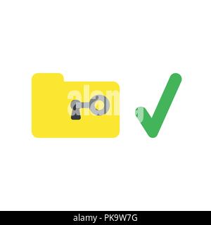 Vector illustration icon concept of key unlock file folder with check mark. Stock Vector