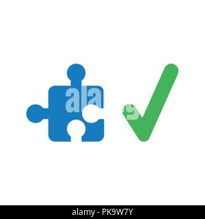 Vector illustration icon concept of missing jigsaw puzzle piece with check mark. Stock Vector