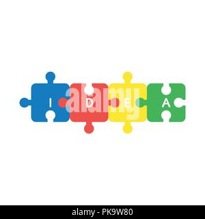 Vector illustration icon concept of four idea  jigsaw puzzle pieces connected. Stock Vector