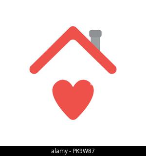 Vector illustration icon concept of heart under house roof. Stock Vector