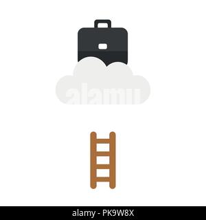 Vector illustration icon concept of briefcase on cloud with short ladder. Stock Vector