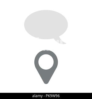 Vector illustration icon concept of map pointer with speech bubble. Stock Vector