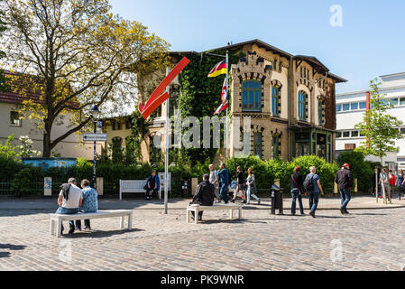 Rostock, Germany - May 26, 2017: People on the streets of the Warnemunde, Hanseatic City Rostock, Mecklenburg-Western Pomerania, Germany.