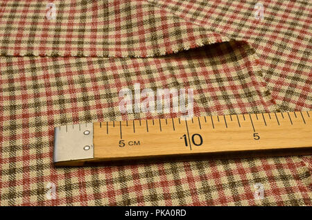 Fabric wool suit, cage red-beige-brown Stock Photo