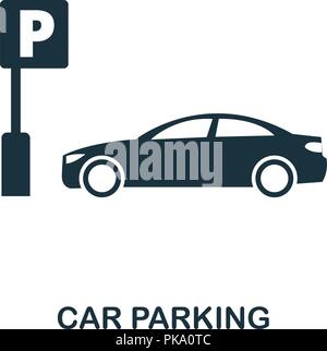 Car Parking icon. Monochrome style design from city elements collection. UI. Pixel perfect simple pictogram car parking icon. Web design, apps, softwa Stock Vector