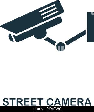 Street Camera icon. Monochrome style design from city elements collection. UI. Pixel perfect simple pictogram street camera icon. Web design, apps, so Stock Vector