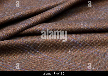 Woolen suit fabric, cage brown-blue Stock Photo