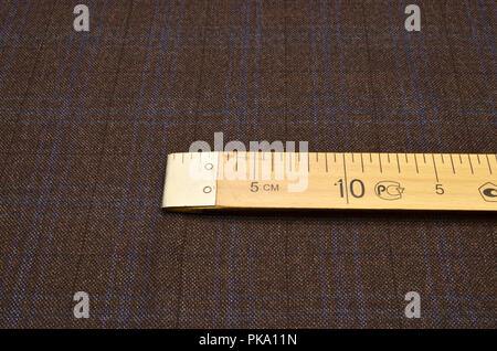 Woolen suit fabric, cage brown-blue Stock Photo