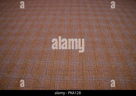 Woolen suit fabric, cage brown-blue Stock Photo