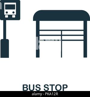 Bus Stop icon. Monochrome style design from city elements collection. UI. Pixel perfect simple pictogram bus stop icon. Web design, apps, software, pr Stock Vector