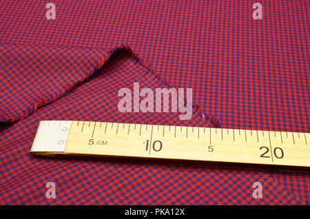 Fabric wool suit, cage red-blue Stock Photo