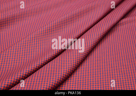 Fabric wool suit, cage red-blue Stock Photo