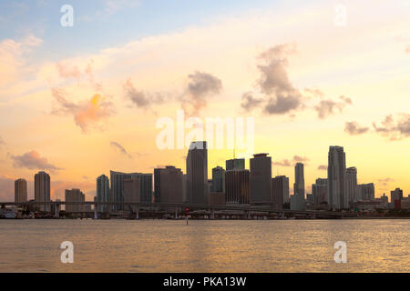 Downtown skyline at dusk, Miami, Florida, USA Stock Photo