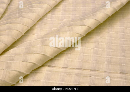 Fabric organza textured from viscose and polyamide of ivory Stock Photo