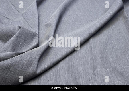 Fabric made of linen and cotton, dark gray melange Stock Photo