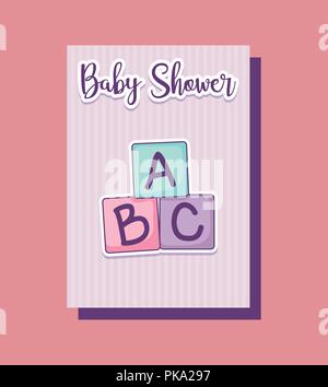 baby shower card with alphabet blocks vector illustration design Stock Vector