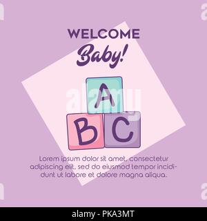 baby shower card with alphabet blocks vector illustration design Stock Vector