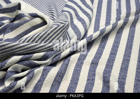 Jacquard with lurex in blue and white stripes Stock Photo
