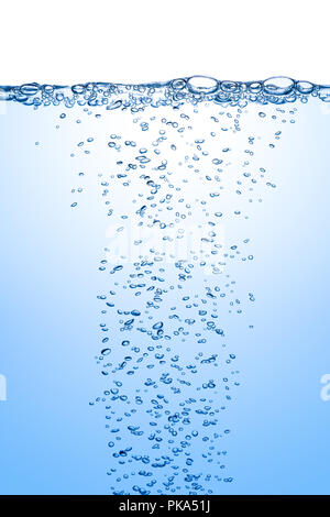 splashing water with underwater bubbles and bubbles at the ater surface Stock Photo