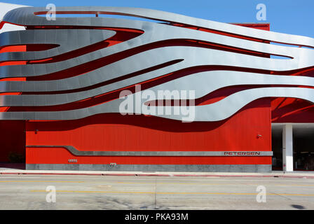 LOS ANGELES - MARCH 28, 2018: Side detail of The Petersen Automotive Museum. Located on Wilshire Boulevard along Museum Row in the Miracle Mile neighb Stock Photo