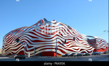 LOS ANGELES - MARCH 28, 2018: The Petersen Automotive Museum is located on Wilshire Boulevard along Museum Row in the Miracle Mile neighborhood of Los Stock Photo