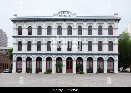 LOS ANGELES - SEPT 2, 2018: Pico House. Pio Pico, the last Mexican Governor of Alta California, ordered construction of a luxury hotel in 1869. Stock Photo