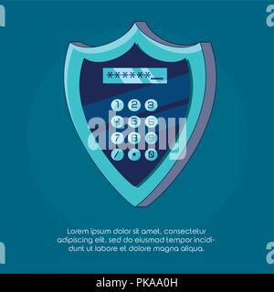 infographic of privacy police design with shield with padlock over blue background, colorful design. vector illustration Stock Vector