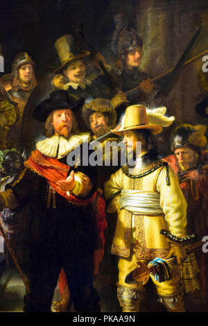 The iconic masterwork 'The Night Watch' by Rembrandt Van Rijn in the Rijksmuseum in Amsterdam, Netherlands Stock Photo