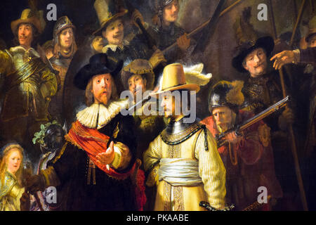 The iconic masterwork 'The Night Watch' by Rembrandt Van Rijn in the Rijksmuseum in Amsterdam, Netherlands Stock Photo