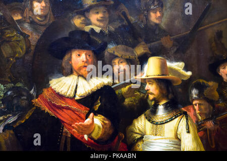 The iconic masterwork 'The Night Watch' by Rembrandt Van Rijn in the Rijksmuseum in Amsterdam, Netherlands Stock Photo