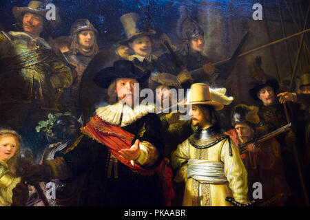 The iconic masterwork 'The Night Watch' by Rembrandt Van Rijn in the Rijksmuseum in Amsterdam, Netherlands Stock Photo