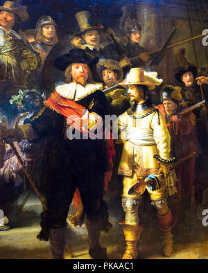 The iconic masterwork 'The Night Watch' by Rembrandt Van Rijn in the Rijksmuseum in Amsterdam, Netherlands Stock Photo