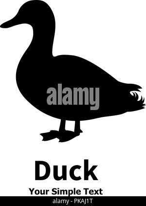 Vector illustration of a silhouette of a duck Stock Vector