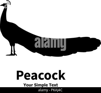 Vector illustration of a silhouette of a peacock Stock Vector