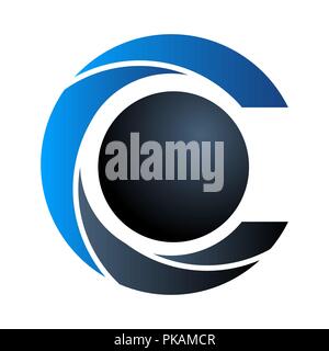 Letter C Modern Logo template icon symbol blue gradient with negative space Stock Vector
