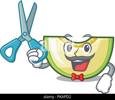 Barber slice of melon isolated on cartoon Stock Vector